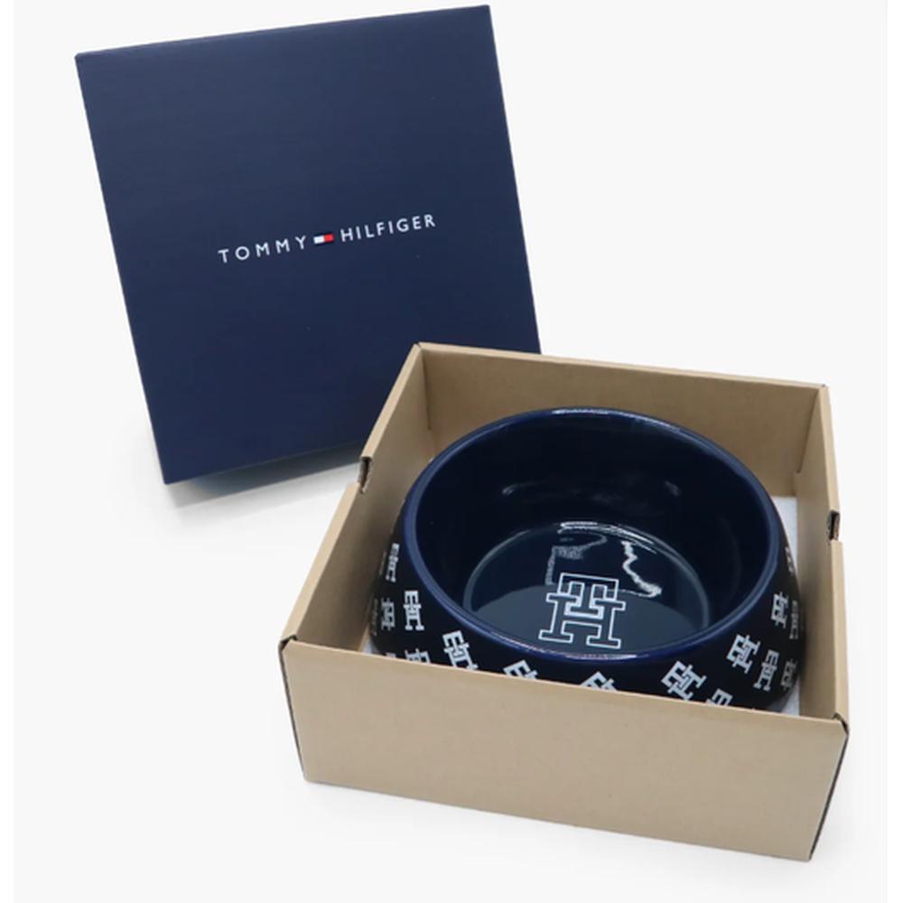 Tommy Hilfiger Castron Ceramic Câini/Pisici, Monograme, Albastru Desert Sky, Bol Apă/Mâncare