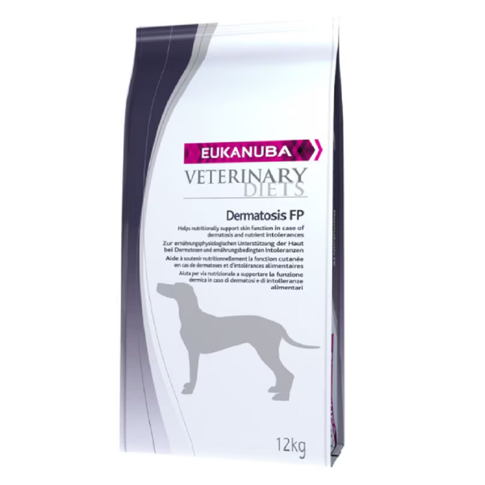 Eukanuba Veterinary Diets Dermatosis – Hrană dietetică pentru câini cu probleme dermatologice, 12 kg