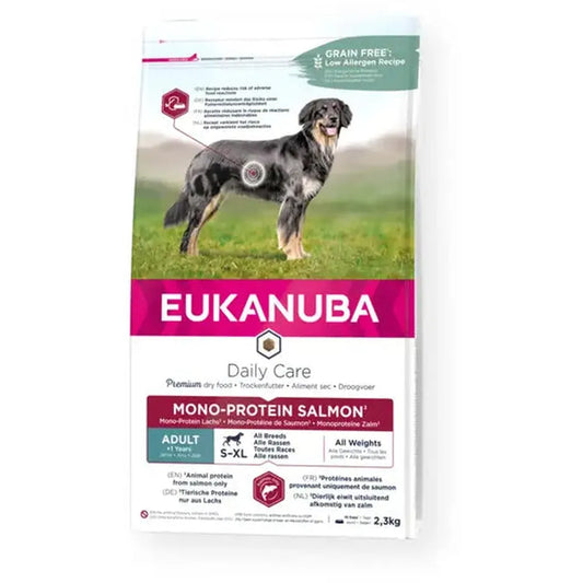 EUKANUBA Câine Adult Monoprotein Somon, FOS/MOS & Anti-Reacții Adverse, 12 Kg