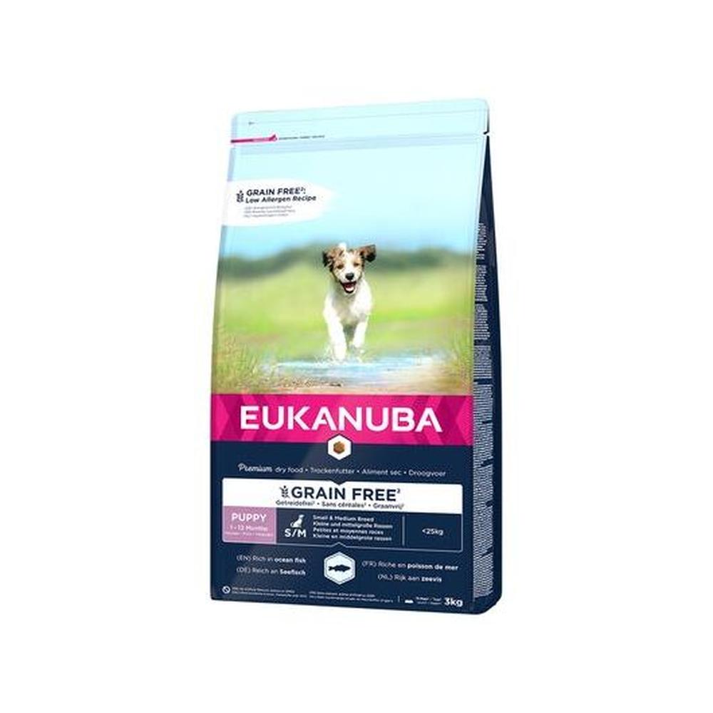 Eukanuba Puppy Small & Medium Grain Free – Hrană uscată fără cereale cu pește oceanic, 3 kg
