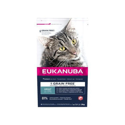 EUKANUBA Adult Grain Free Somon, 81% Proteine & Taurină, 2 Kg