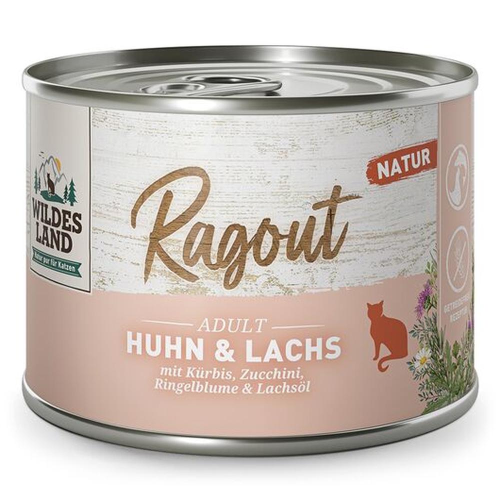Wildes Land Ragout Pui & Somon, Hrană Umedă Pisici, 65% Carne, 180g