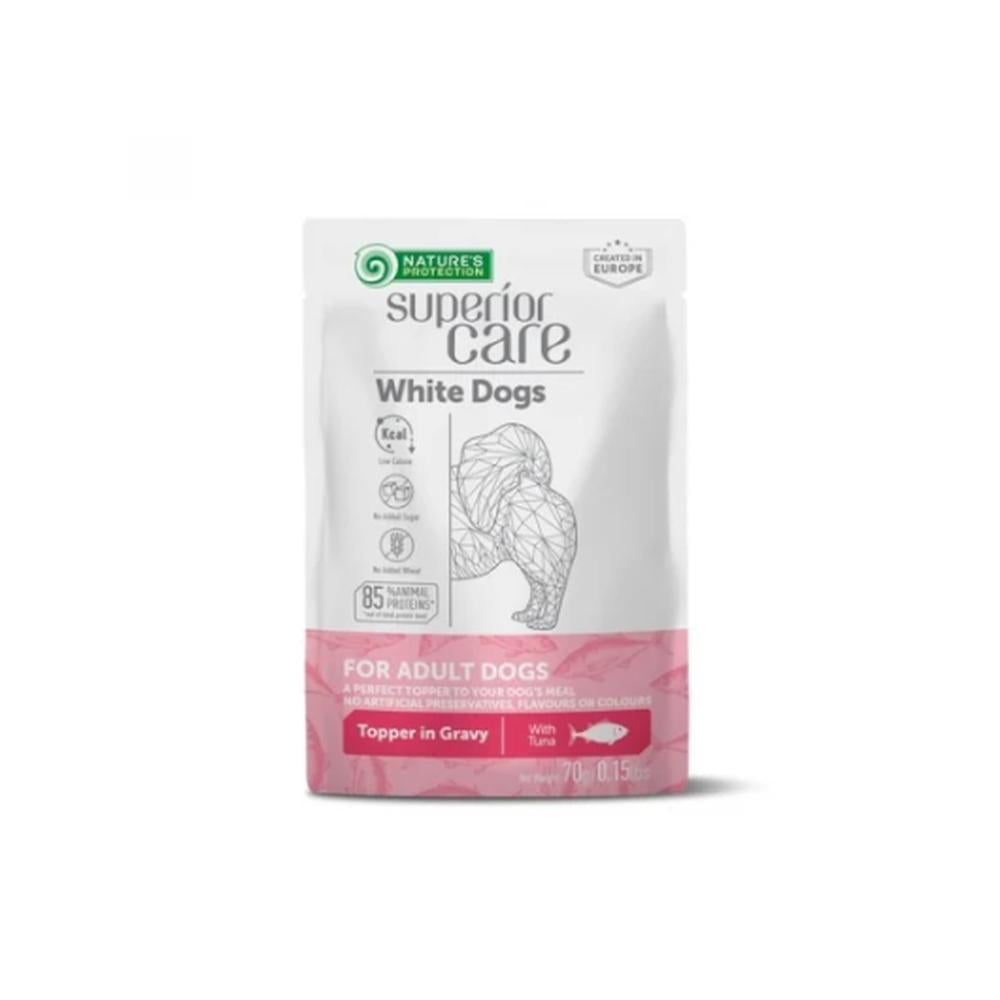 Nature’s Protection White Dogs with Tuna 70g – Gustare Hipoalergenică pentru Câini cu Blană Albă | 85% Proteine Animale