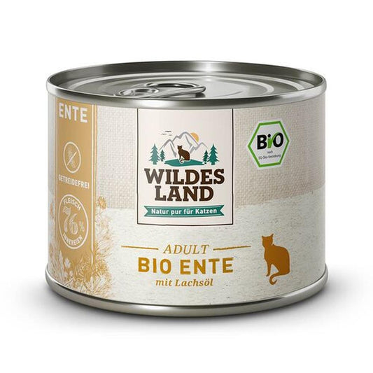 Wildes Land BIO Hrană Pisici | 76% Rață Monoproteină Pură | Omega-3 Fără Cereale 200 g
