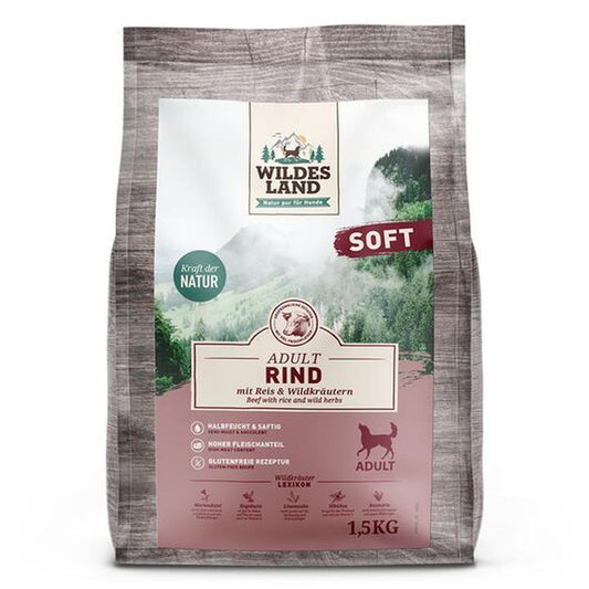 Wildes Land Soft Adult Semiumedă | 66% Vită & Orez | Fără Gluten 1.5 kg