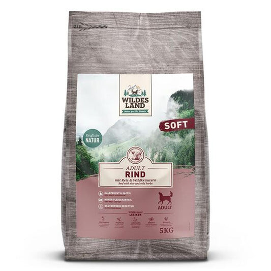 Wildes Land Soft Adult Semiumedă | 66% Vită & Orez | Fără Gluten 5 kg