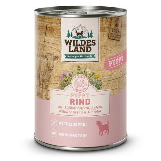 Wildes Land Hrană Umdă Puppy | Vită (62% Carne) | Monoproteină Fără Cereale 400g