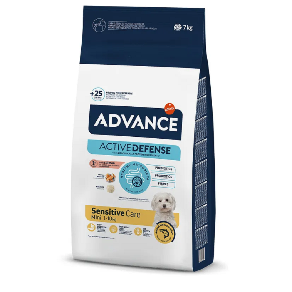 ADVANCE Mini Sensitive Care, Somon Monoproteic, Rase Mici, 7 Kg