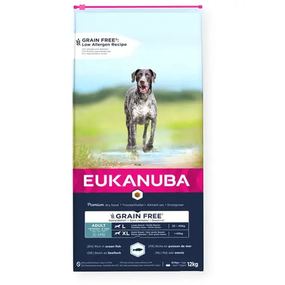 EUKANUBA Adult Large Grain Free Pește Oceanic, Hipoalergenic & Articulații, 12 Kg