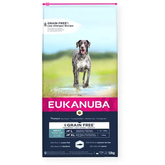 EUKANUBA Adult Large Grain Free Pește Oceanic, Hipoalergenic & Articulații, 12 Kg