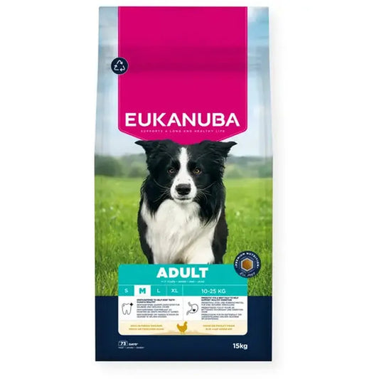 Eukanuba Adult Medium Breed cu Pui – Hrana uscata pentru caini adulti talie medie, 15 kg