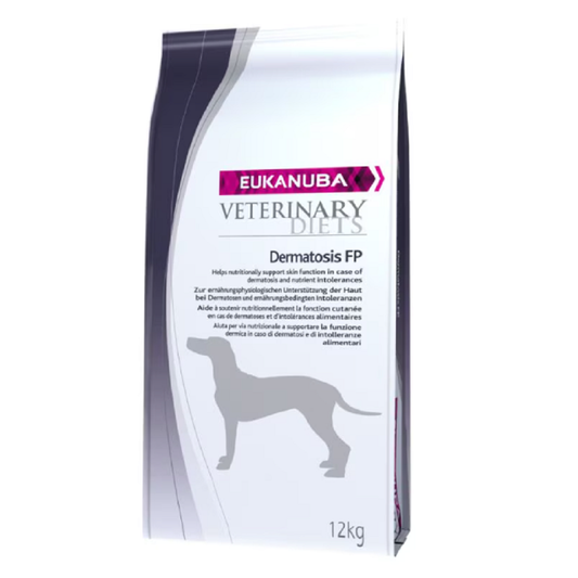 Eukanuba Veterinary Diets Dermatosis – Hrană dietetică pentru câini cu probleme dermatologice, 12 kg