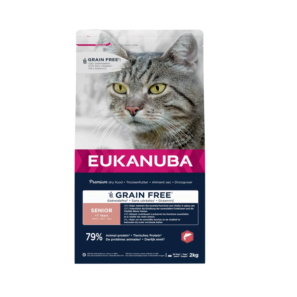 EUKANUBA Senior Grain Free Somon, 79% Proteine & L-Carnitină, 2 Kg