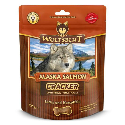 WOLFSBLUT Cracker Alaska Salmon, Somon 39%, Omega 3 & Taurină, 225g