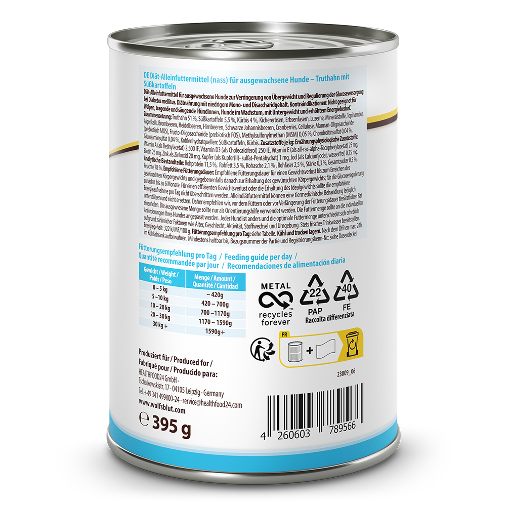 Wolfsblut VetLine Weight Management 395 g – Hrană Umedă Dietetică pentru Câini | Control Greutate & Diabet | Low Fat, High Protein